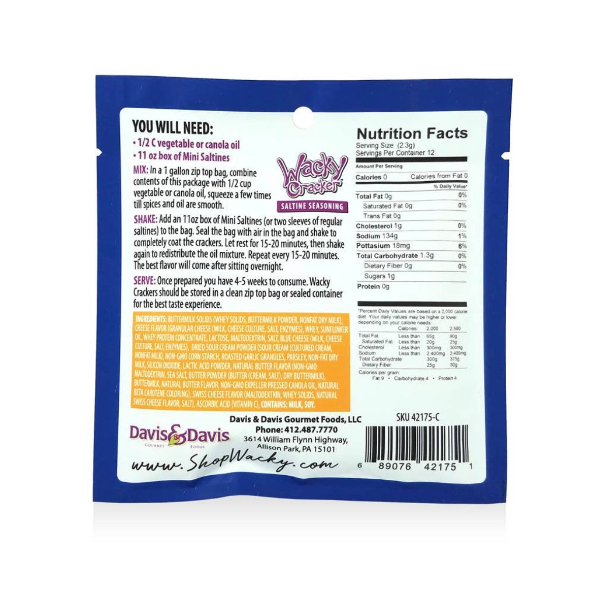 Cheddar Ranch Wacky Cracker Seasonings