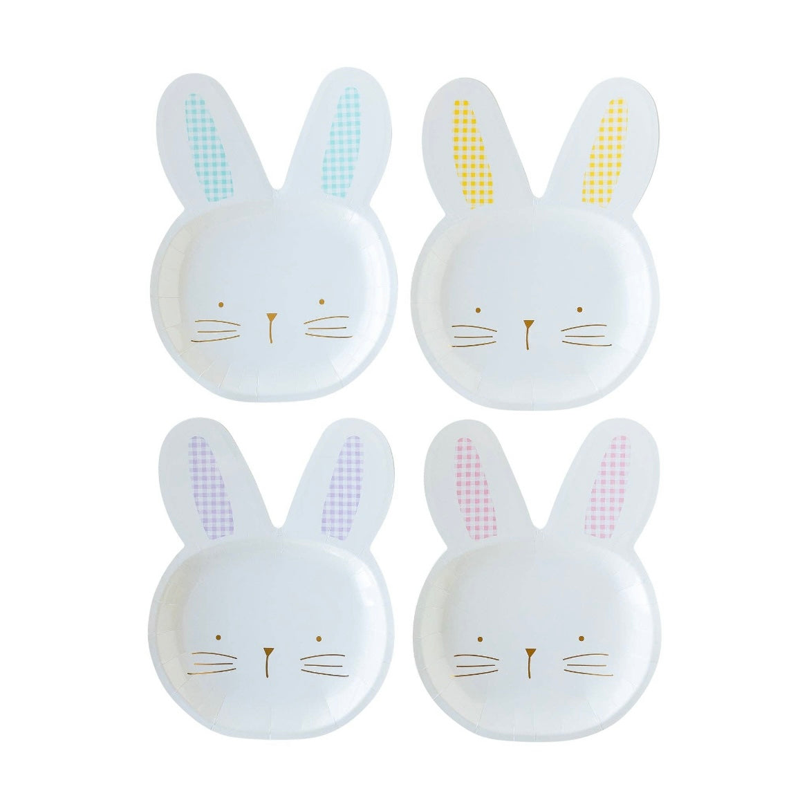 Gingham Bunny Shaped Plate Set
