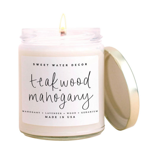Teakwood & Mahogany White Jar Candle