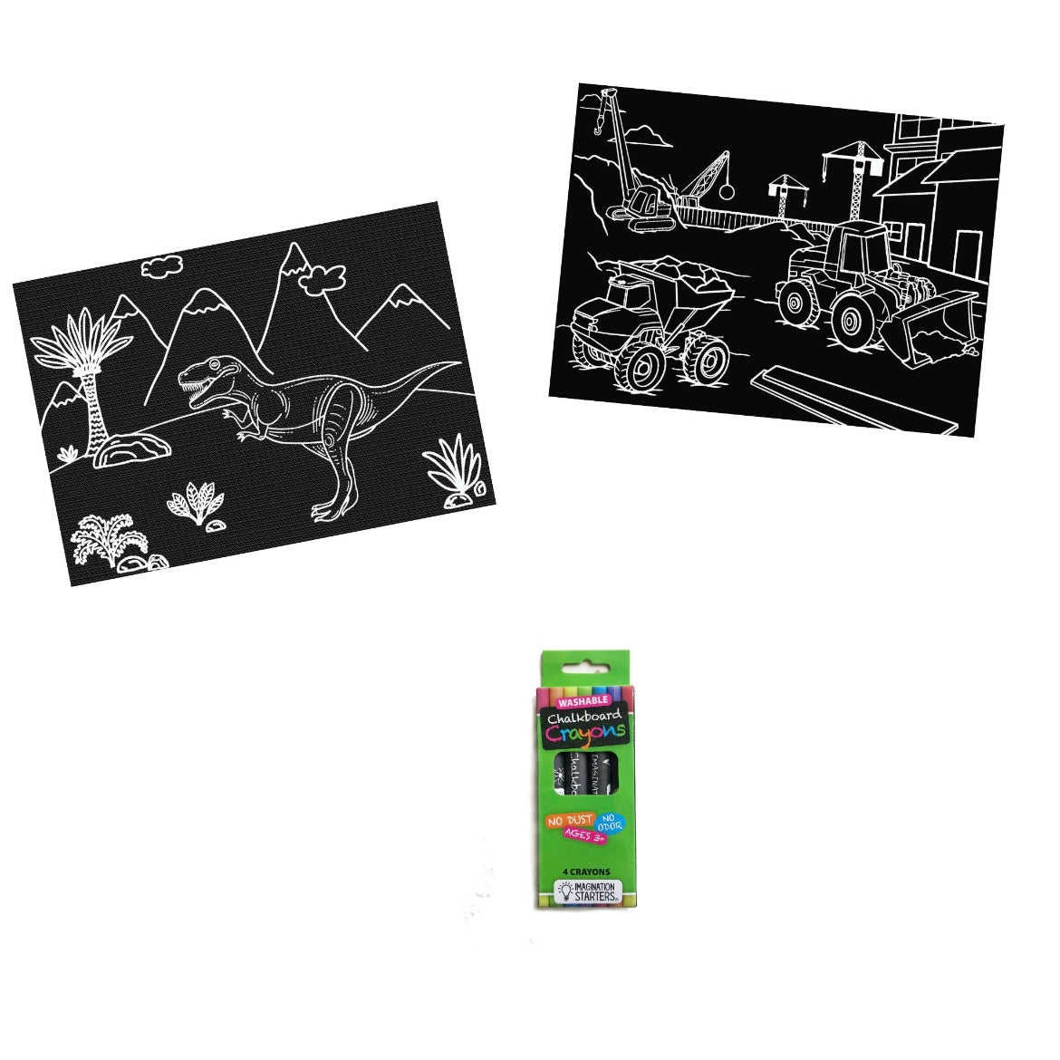 Mini Chalkboard Mats- Dino & Truck Set