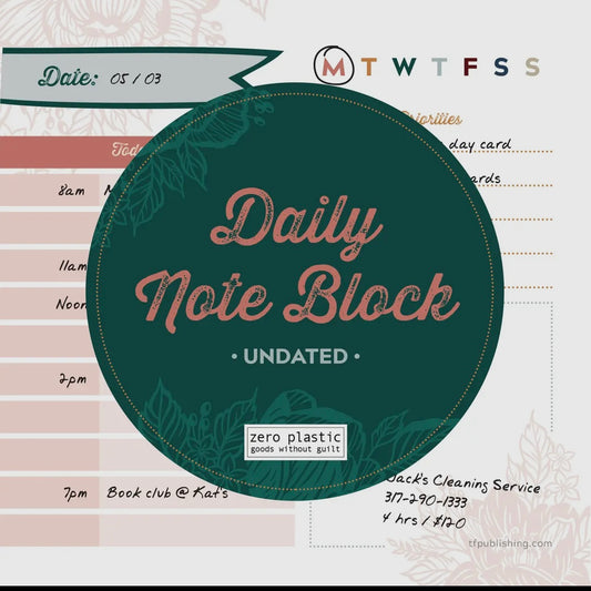 Undated Boho Daily Note Block Calendar