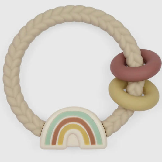 Neutral Rainbow Ritzy Rattle Silicone Teether