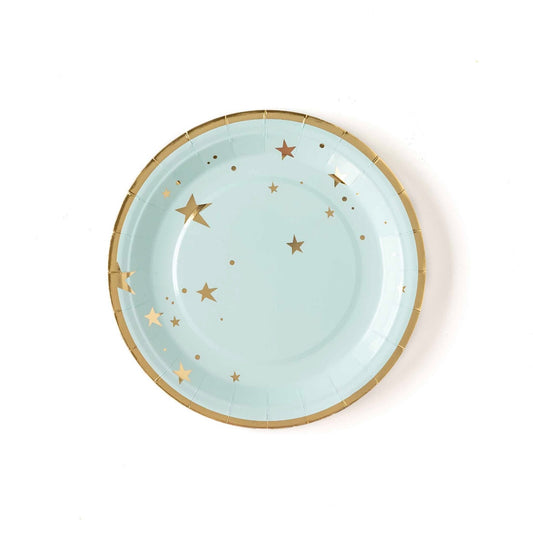 Baby Blue & Gold Star Plates