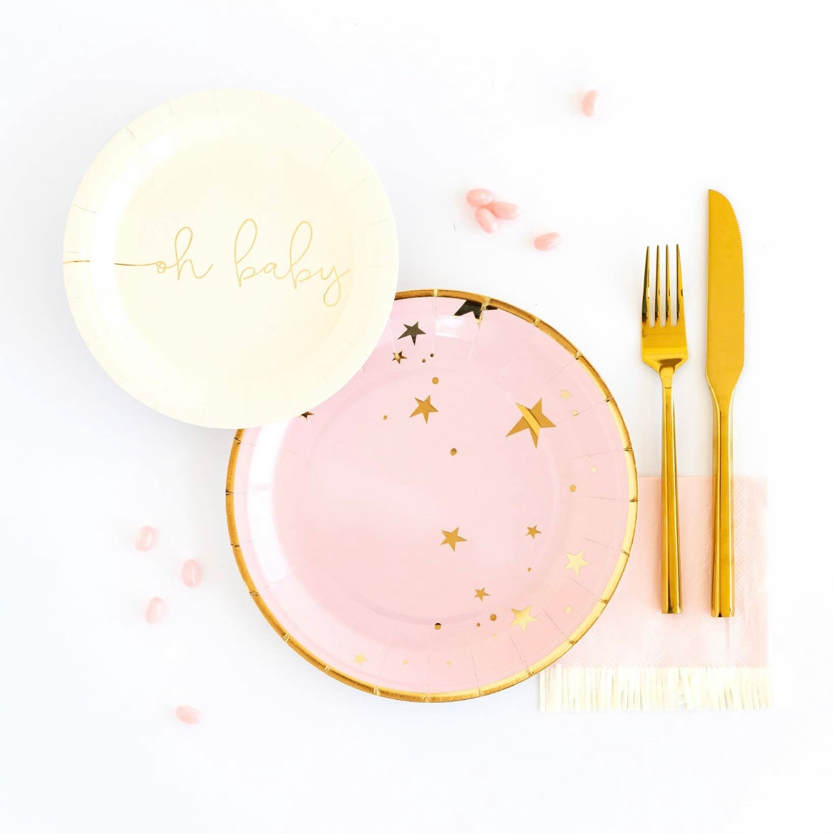 Baby Pink & Gold Star Plates