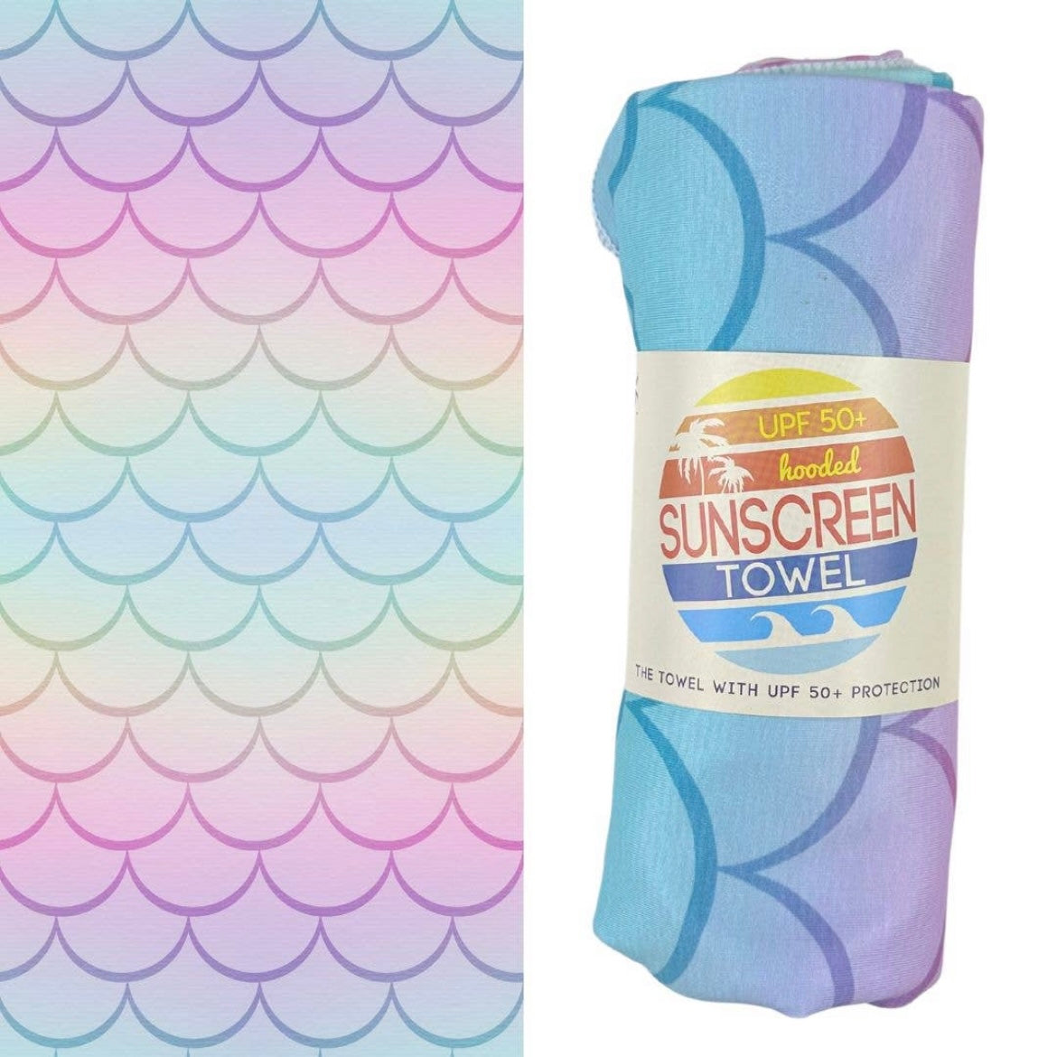 Kids Hooded UPF 50+ Sunscreen Towel- Mermaid