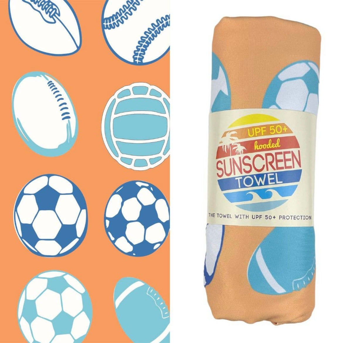 Kids Hooded UPF 50+ Sunscreen Towel- Sports